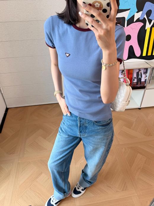 普拉达 26Ss新品上线☑️复古撞色修身短袖T恤 商品图1