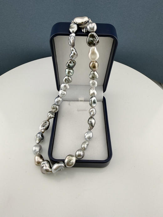 【挚友限定】铂金灰keshi珍珠项链 8-12mm 商品图1