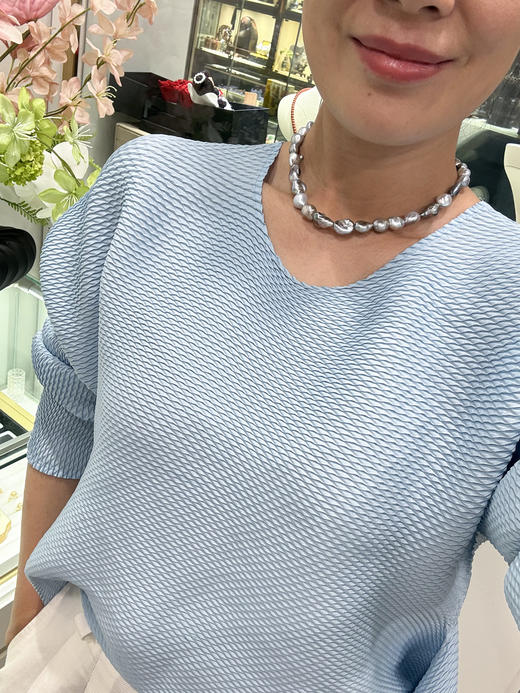 【挚友限定】铂金灰keshi珍珠项链 8-12mm 商品图2