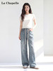 天猫同步【泼墨艺术感】拉夏贝尔/La Chapelle多人自留墙推！高腰抽绳裤袢彩印直筒拖地显瘦牛仔裤 商品缩略图1