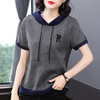 连帽短袖t恤衫女薄款夏装2026新款妈妈大码休闲带帽运动上衣宽松 商品缩略图0