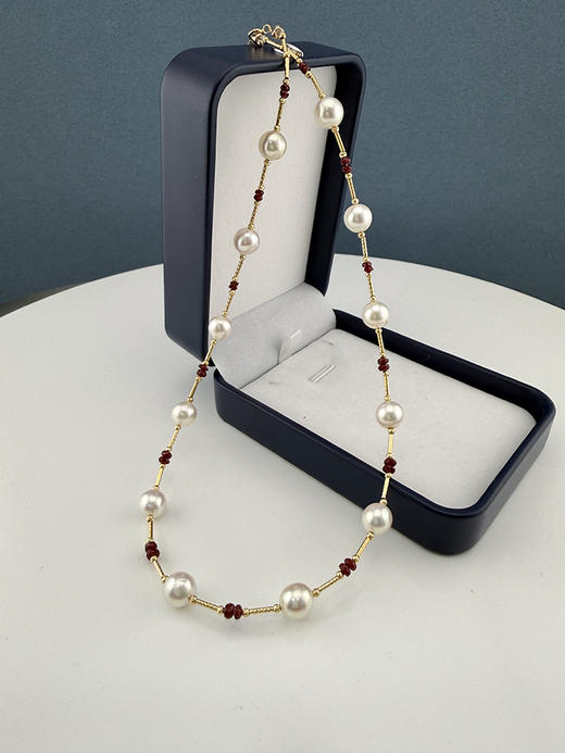 【挚友限定】竹节-18k金红宝石akoya珍珠项链7.5-8mm 商品图1