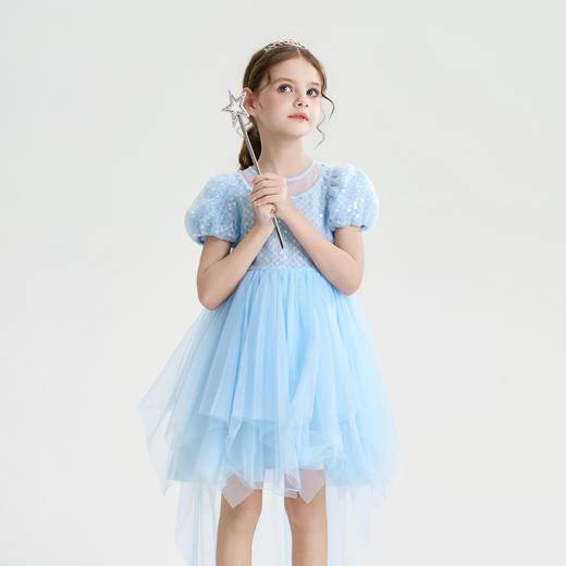 儿童连衣裙2026夏季新款女童裙子生日礼服裙蓬蓬裙网纱披风公主裙 商品图2