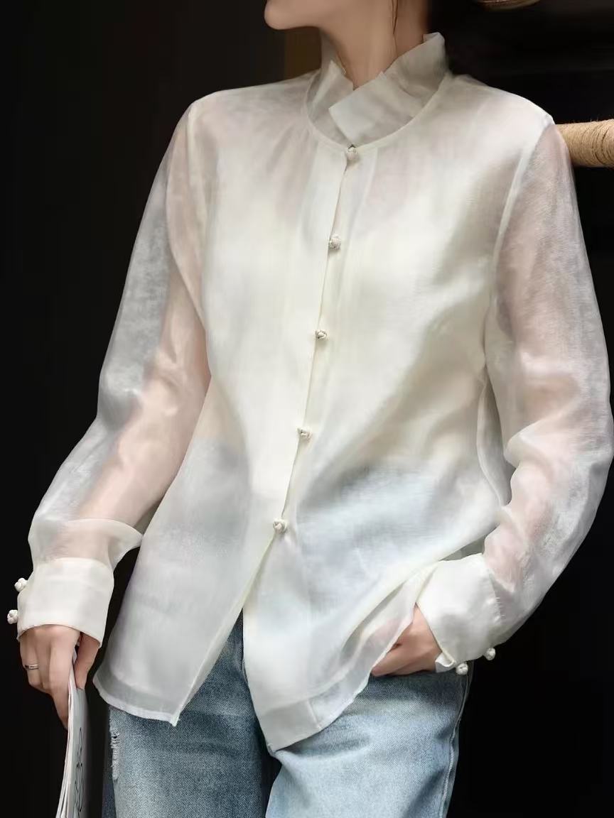 【东方雅韵】新中式天丝衬衫  柔滑垂顺天丝面料上衣 吸湿透气优于棉 耐洗不易变形