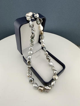 【挚友限定】铂金灰keshi珍珠项链 8-12mm