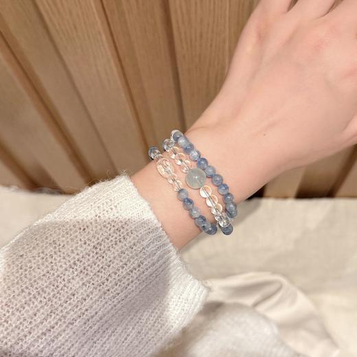 ARSIS｜晶石系列 澄澈静心·蓝晶石白水晶三圈串珠手链 商品图5