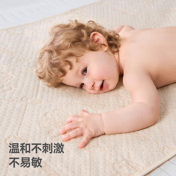 贝肽斯婴儿隔尿垫天然彩棉防水可水洗床单姨妈垫生理期 瑞兔65x120cm 商品图1