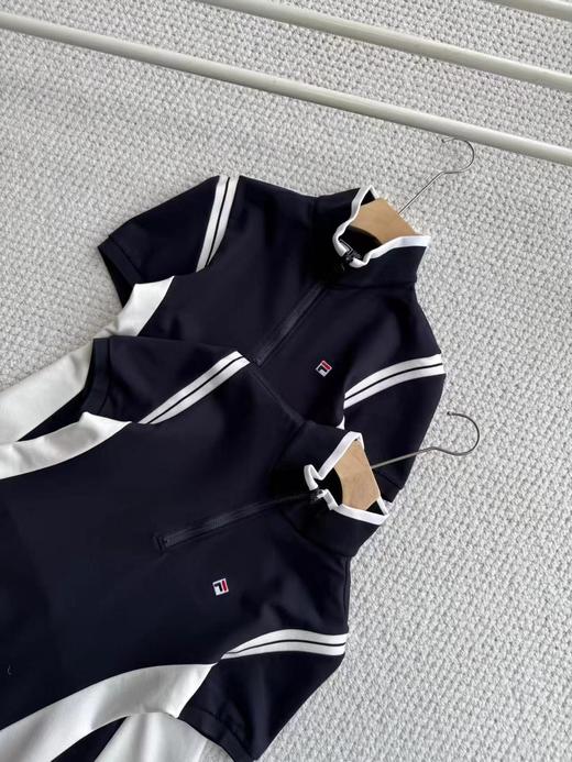 F041532夏季新款女子网球运动健身基础拼色半拉链裙子连衣裙 商品图2