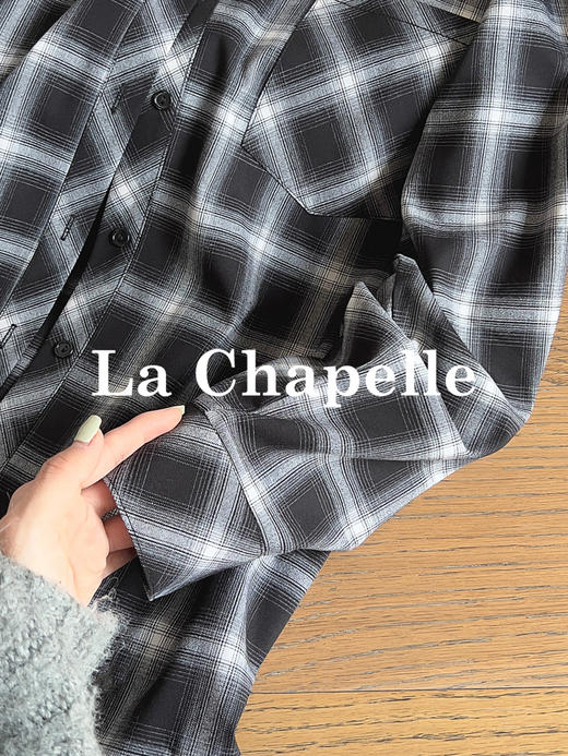 专柜实拍【松弛男友风】拉夏贝尔/La Chapelle复古显瘦时尚翻领长袖衬衫内搭叠穿通勤百搭上衣 商品图5