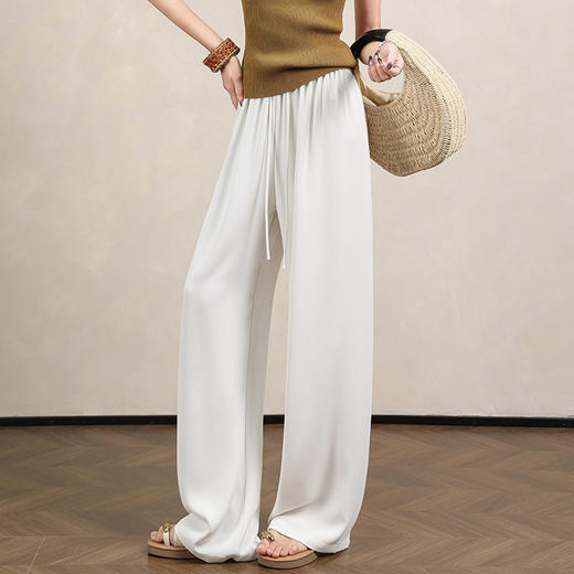夏日清凉感冰丝西装裤女2026年夏季新款松紧腰宽松显瘦直筒拖地裤   NDK-J1011 商品图2