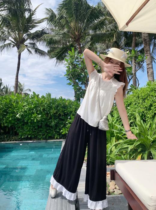 <曾小咸推荐> 蕾丝拼接阔腿休闲裤 日常139！！ 活动89！！【预售款，预计3-15天发货】 商品图5