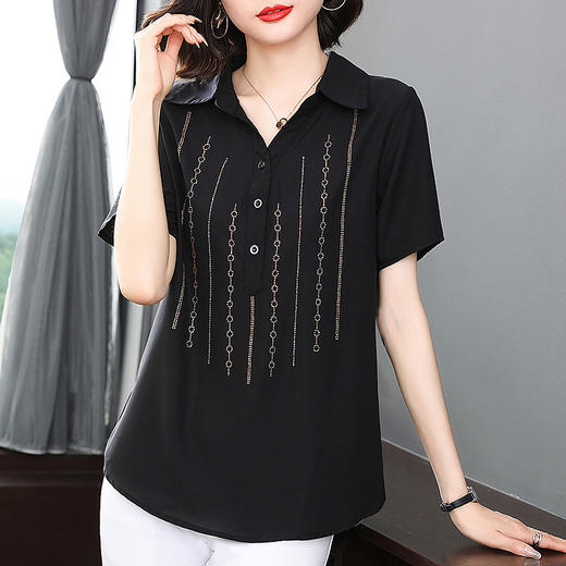 夏季2025新款加肥加大码女衬衫妈妈短袖雪纺衬衣女装胖mm宽松上衣 商品图2