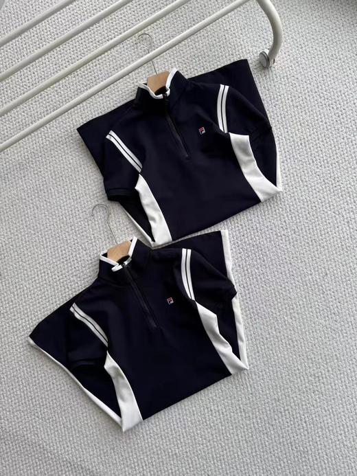 F041532夏季新款女子网球运动健身基础拼色半拉链裙子连衣裙 商品图1