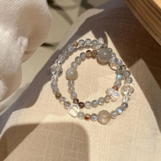 ARSIS｜晶石系列 月光纳贵· 灰月光黑金超七双圈串珠手链 商品图5