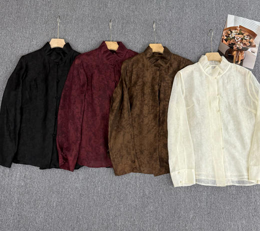 【东方雅韵】新中式天丝衬衫  柔滑垂顺天丝面料上衣 吸湿透气优于棉 耐洗不易变形 商品图5