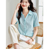 短袖衬衫女上衣夏季2025新款纯棉休闲衬衣中长款大码宽松半袖小衫 商品缩略图1