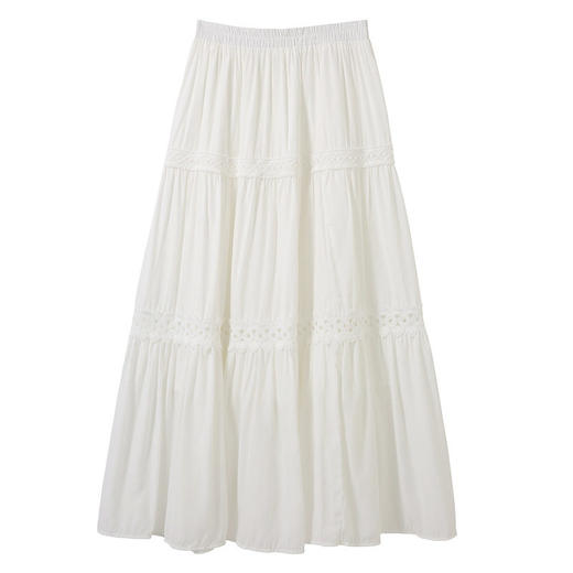 白色拼接钩花半身裙女春夏季2026新款梨形身材遮胯显瘦字百褶裙   NDK-J3282 商品图4