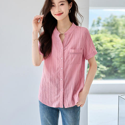 大码棉麻短袖衬衫女夏季新款宽松显瘦休闲亚麻衬衣全棉上衣薄款 商品图1