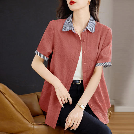 大码棉麻女士短袖衬衫2026新款夏季宽松全棉t恤衫中长款纯棉上衣 商品图3