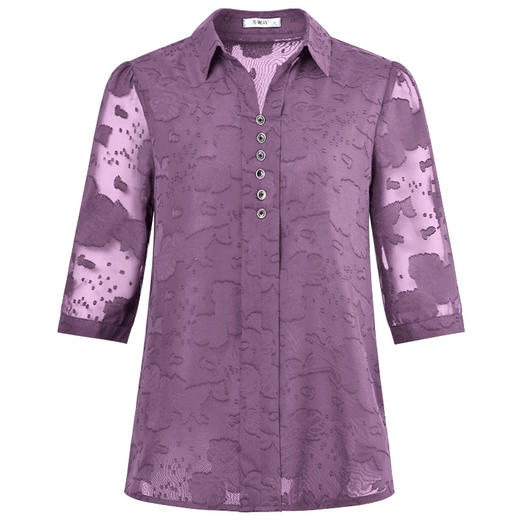 中年女雪纺衫夏季大码女装宽松遮肚子上衣新款妈妈中袖七分袖衬衫 商品图4