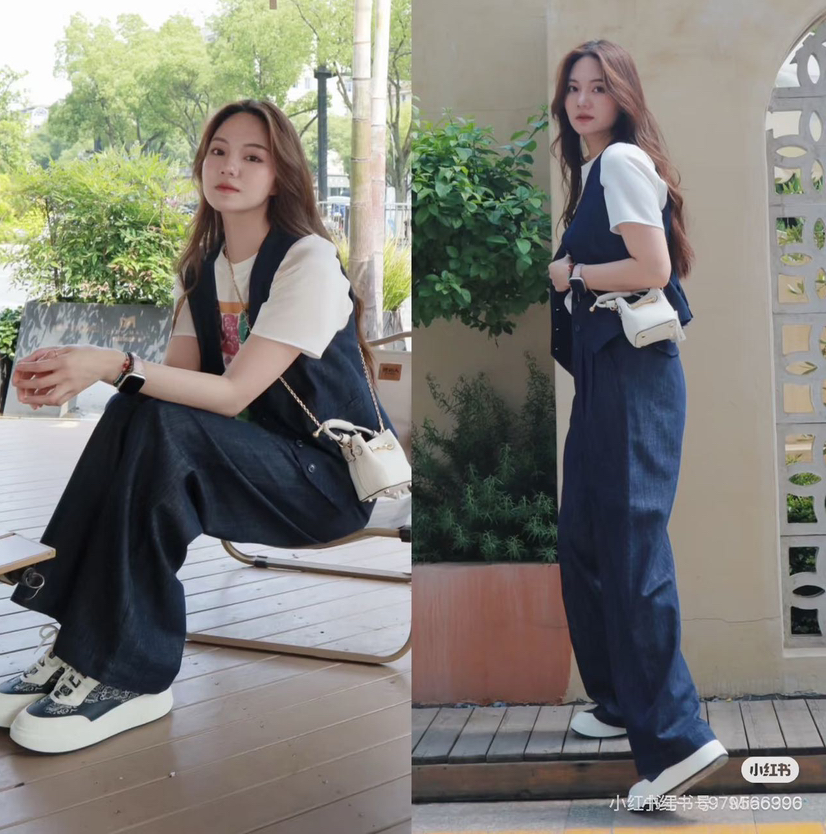 雅莹天丝亚麻牛仔裤阔腿裤041404