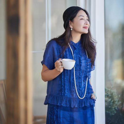 【林栖设计小店】荷影轻曳|苎麻优雅多色荷叶边夏新款花边衬衫上衣1962014 商品图8