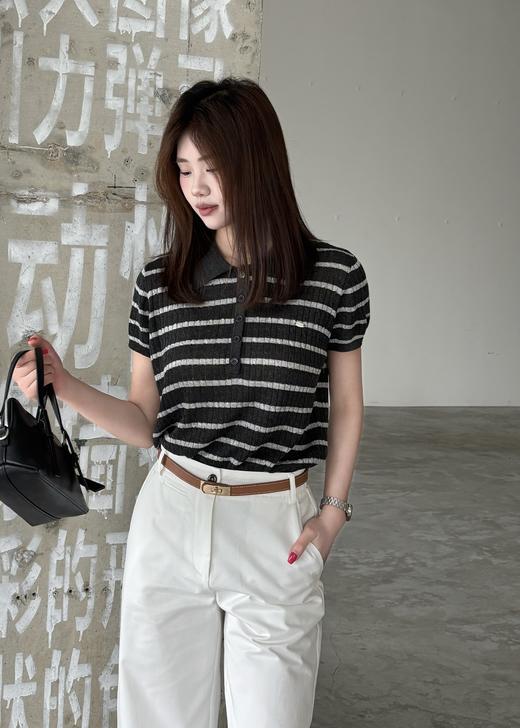 【门店同款】ENJOY夏季Polo领条纹针织 171493292 商品图1