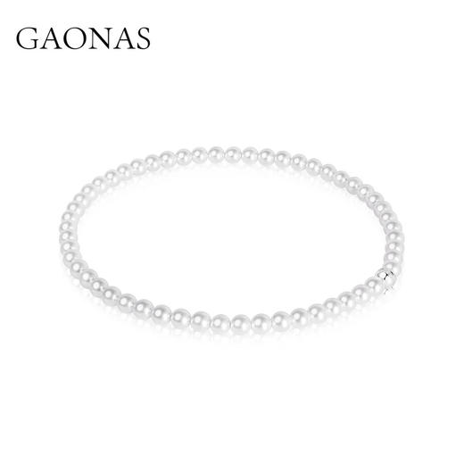 GAONAS 黄铜仿珍珠项链经典贵气8mm日常白色珠项链11967XW 商品图1
