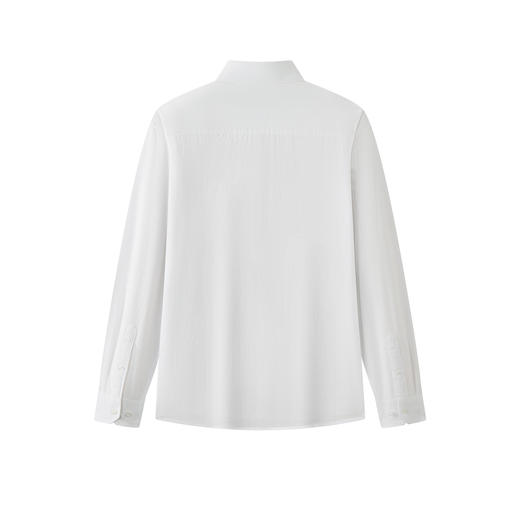 【纯棉】德鲨男装白色长袖衬衫2026春季新款休闲上衣服男商务衬衣 商品图1