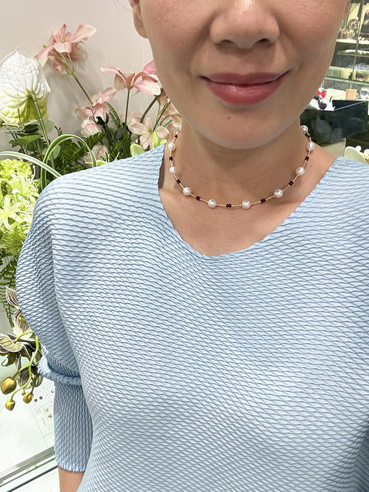 【挚友限定】竹节-18k金红宝石akoya珍珠项链7.5-8mm 商品图4