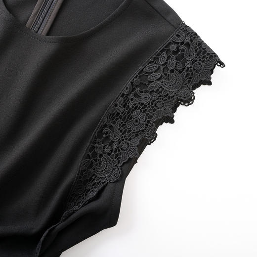 「高货wl」全新升级【铂金会员293/天猫389/差价96】(05513)洛诗琳2026极简气质设计感蕾丝拼接系带收腰修身连衣裙女 商品图3