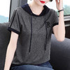 连帽短袖t恤衫女薄款夏装2026新款妈妈大码休闲带帽运动上衣宽松 商品缩略图1