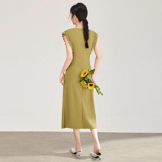 「高货wl」全新升级【铂金会员293/天猫389/差价96】(05513)洛诗琳2026极简气质设计感蕾丝拼接系带收腰修身连衣裙女 商品图2