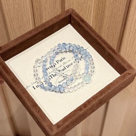 ARSIS｜晶石系列 澄澈静心·蓝晶石白水晶三圈串珠手链 商品图6