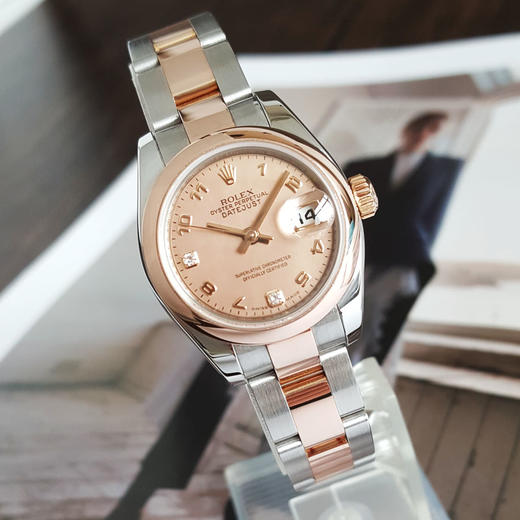 【95新】ROLEX 劳力士179161天文台认证自动机械机芯日期显示26MM（女款）日志型系列蚝式钢/18K玫瑰金060426NJS35 商品图2