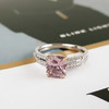 【天然正品】AU750白金镶钻镶天然无烧斯里兰卡祖母绿型2.19克拉粉紫色蓝宝石戒指15号（戒圈可改）110226TJ02 商品缩略图3