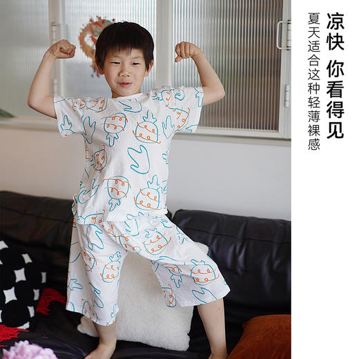 【100%棉网眼家居服套装】棉花堂针织短袖短裤家居服套装FA61174  100%棉  10级抗菌 防螨  透气吸湿 商品图4