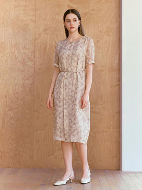 【真丝腰带连衣裙】26年春夏新品100%桑蚕丝中长款系带收腰裙子