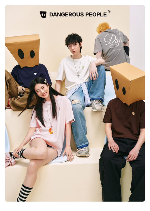 自留！薛之谦的潮牌dsp* 纯元，假两件叠穿设计感 男女同款，撞色 小标 logo，重磅 宽松 纯棉 短袖～ 商品图0