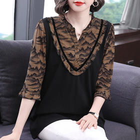 中袖女上衣七分袖纯棉t恤2026年新款大码女装宽松洋气打底衫春秋