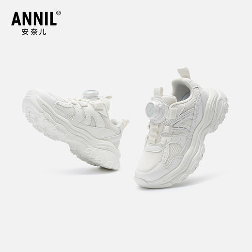 ANNIL/安奈儿童鞋男女童白色运动鞋春季学生小白鞋皮面老爹鞋HM6105813 商品图0