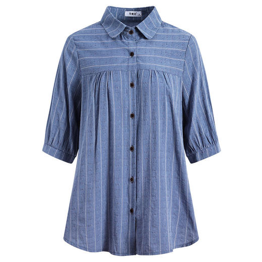 七分袖女上衣新款女装2026中年妈妈休闲大码衬衫中袖衬衣夏季薄款 商品图4