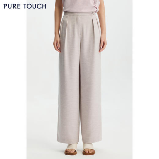 PURE TOUCH 26春夏新款宽松休闲直筒裤叠褶设计通勤长裤商场同款 商品图0