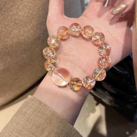 ARSIS｜晶石系列 聚财净化 · 金箔胶花白水晶串珠手链 商品图6