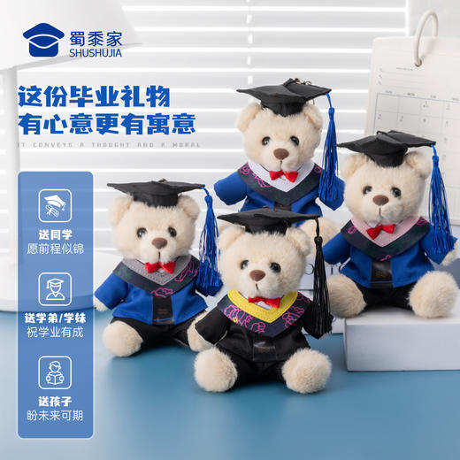 【毕业小熊毛绒钥匙扣】可定制创意毛绒钥匙扣包包挂饰挂件毕业送礼礼品礼物 商品图4