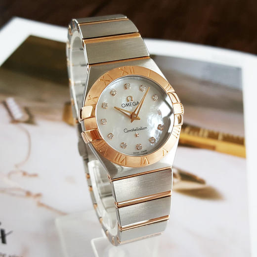 【95新】OMEGA 欧米茄123.20.27.60.55.001石英机芯27MM（女款）星座系列精钢/18K玫瑰金010426NJS16 商品图2
