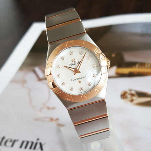 【95新】OMEGA 欧米茄123.20.27.60.55.001石英机芯27MM（女款）星座系列精钢/18K玫瑰金010426NJS16 商品图3