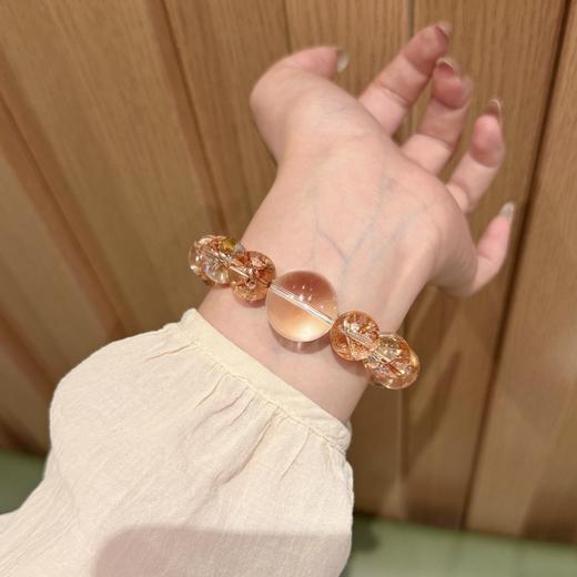 ARSIS｜晶石系列 聚财净化 · 金箔胶花白水晶串珠手链 商品图3