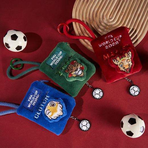 2026世界杯毛绒刺绣收纳零钱包-鹿/鹰/豹 商品图0