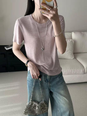 AVANN莱赛尔天丝羊毛短T短袖 圆领立领修身显瘦打底衫夏款